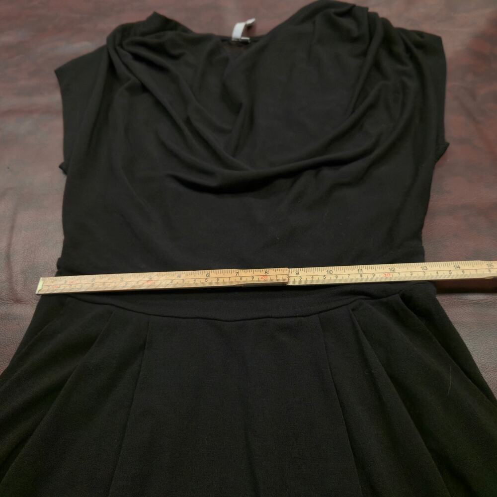 Michael Stars XS Black Draped Cowl Neck Dress Lace Back Stretch Sheath LBD Sexy - Picture 8 of 13